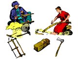 Palestinian carpenters and their tools